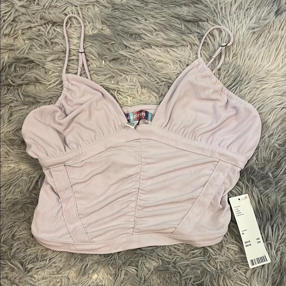Light Purple Ruched Crop Top